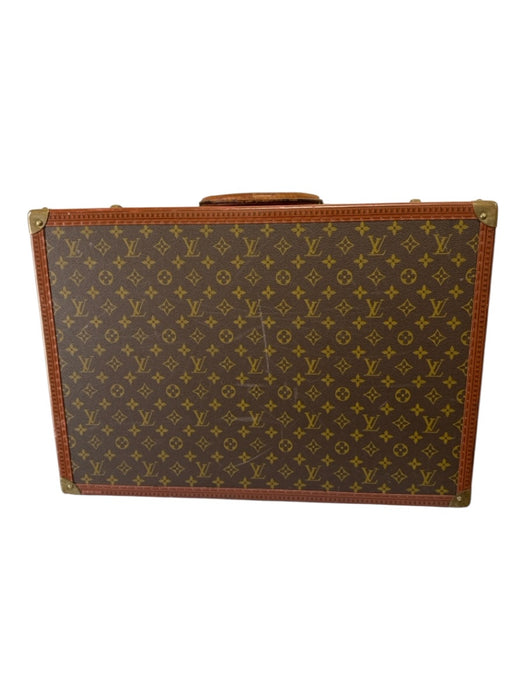 Louis Vuitton Brown & Tan Coated Canvas Brass Hardware Monogram Trunk Luggage Brown & Tan