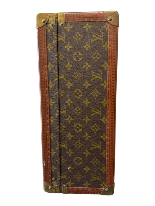 Louis Vuitton Brown & Tan Coated Canvas Brass Hardware Monogram Trunk Luggage Brown & Tan