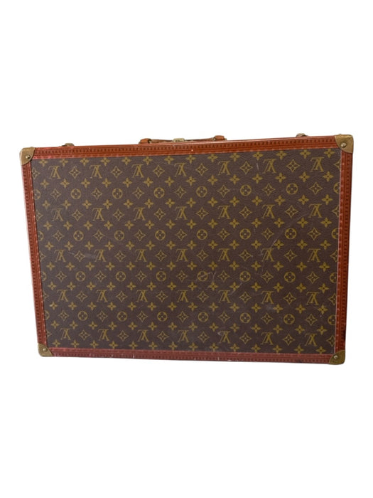 Louis Vuitton Brown & Tan Coated Canvas Brass Hardware Monogram Trunk Luggage Brown & Tan