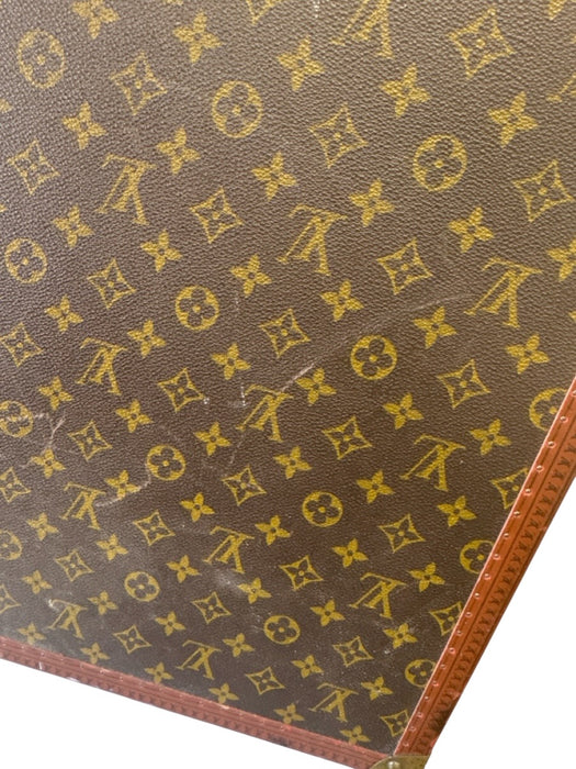 Louis Vuitton Brown & Tan Coated Canvas Brass Hardware Monogram Trunk Luggage Brown & Tan