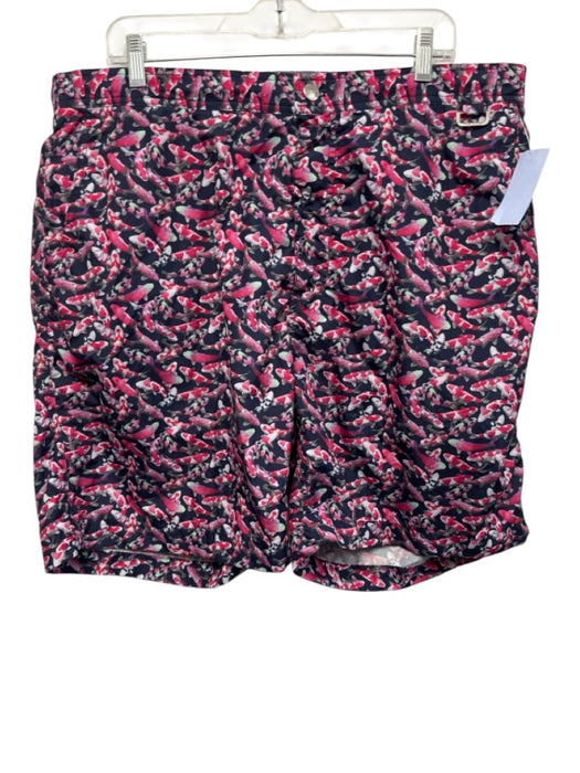Peter Millar NWT Size XXL Pink & Navy Print Synthetic Fish Swim Men's Shorts Pink & Navy Print / XXL