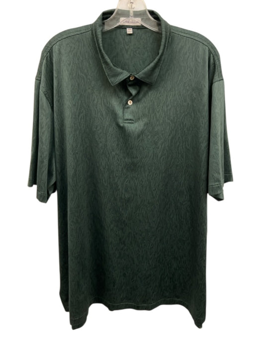 Peter Millar Size XXL Green Synthetic Abstract Polo Athleisure Short Sleeve Green / XXL