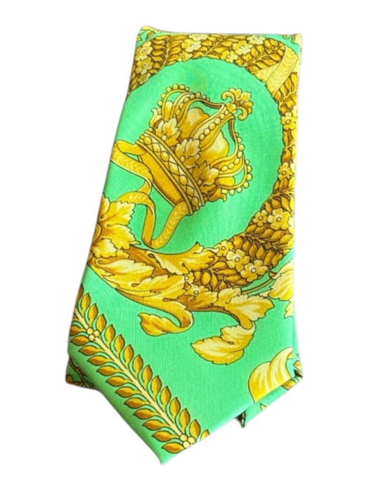 Versace Green & Gold Silk Floral Men's Ties Green & Gold