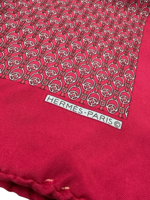 Hermes Magenta Silk Abstract Men's Pocket Square Magenta