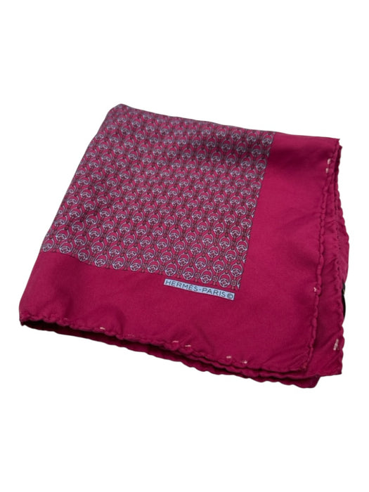 Hermes Magenta Silk Abstract Men's Pocket Square Magenta