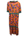 Sheridan French Size Medium Orange, Pink, Green Cotton Blend Short Sleeve Dress Orange, Pink, Green / Medium