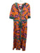 Sheridan French Size Medium Orange, Pink, Green Cotton Blend Short Sleeve Dress Orange, Pink, Green / Medium