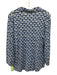 J. McLaughlin Size Large Blue & White Linen Blend Long Sleeve Ginkgo Leaves Top Blue & White / Large