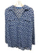 J. McLaughlin Size Large Blue & White Linen Blend Long Sleeve Ginkgo Leaves Top Blue & White / Large