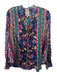Johnny Was Size Small Navy, Teal, Pink Silk Long Sleeve Mixed Floral Smocked Top Navy, Teal, Pink / Small