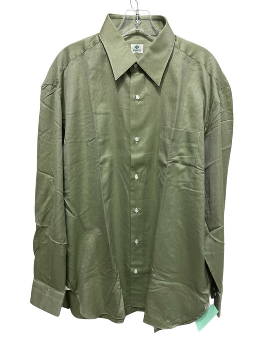 Borelli NWOT Size 16.5 Green Cotton Micro Button Up Men's Long Sleeve Shirt Green / 16.5
