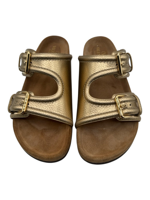 Valentino Garavani Shoe Size 40.5 Gold Leather Upper Metallic Slide Mule Sandals Gold / 40.5