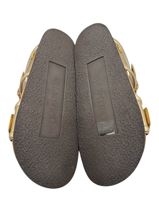 Valentino Garavani Shoe Size 40.5 Gold Leather Upper Metallic Slide Mule Sandals Gold / 40.5