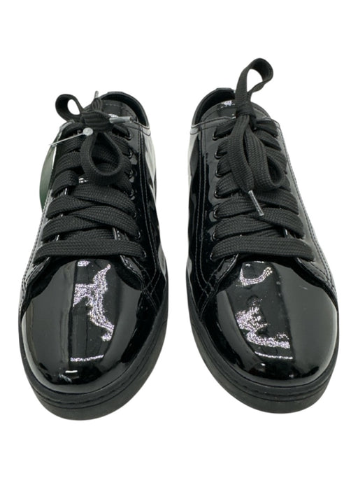 Prada Sport Shoe Size 39 Black Leather Upper Patent Side Logo Low Top Sneakers Black / 39