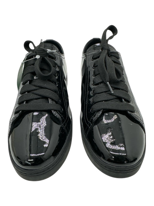 Prada Sport Shoe Size 39 Black Leather Upper Patent Side Logo Low Top Sneakers Black / 39