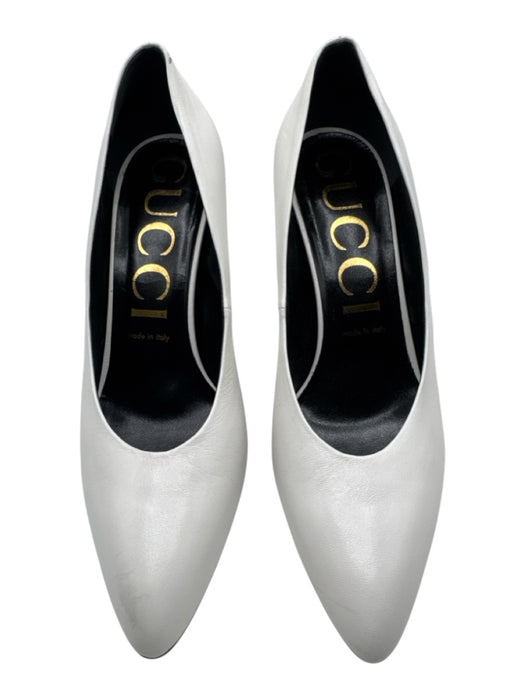 Gucci Shoe Size 40 White Leather Upper Pointed Almond Toe Stiletto Pumps White / 40