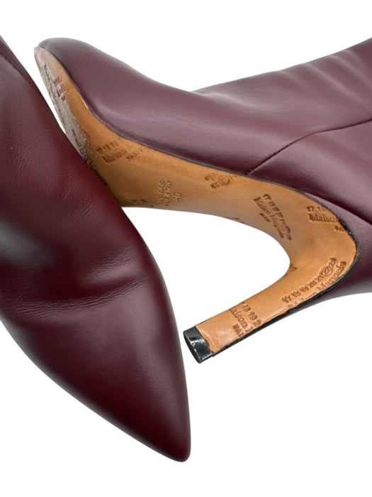 Maison Margiela Shoe Size 40 Burgundy Red Leather Pointed Toe Heel Detail Boots Burgundy Red / 40