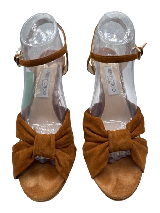 Jimmy Choo Shoe Size 42 Tan Brown Leather Upper Suede Knot Detail Sandals Tan Brown / 42
