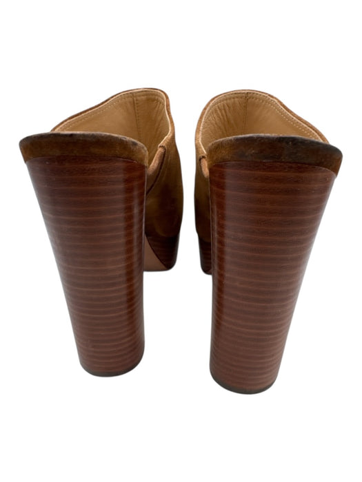 Veronica Beard Shoe Size 9.5 Tan Brown Leather Upper Suede Platform Mules Tan Brown / 9.5