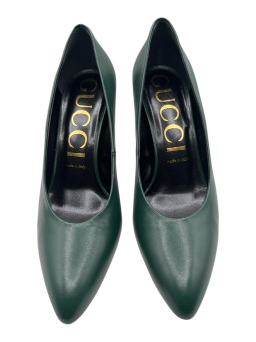 Gucci Shoe Size 40 Forest Green Leather Upper Pointed Almond Toe Stiletto Pumps Forest Green / 40