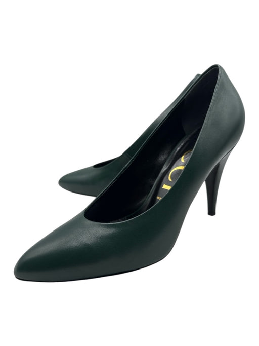 Gucci Shoe Size 40 Forest Green Leather Upper Pointed Almond Toe Stiletto Pumps Forest Green / 40