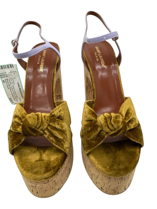 Saint Laurent Shoe Size 41 Pastel Purple & Yellow Tapestry Ankle Buckle Sandals Pastel Purple & Yellow / 41
