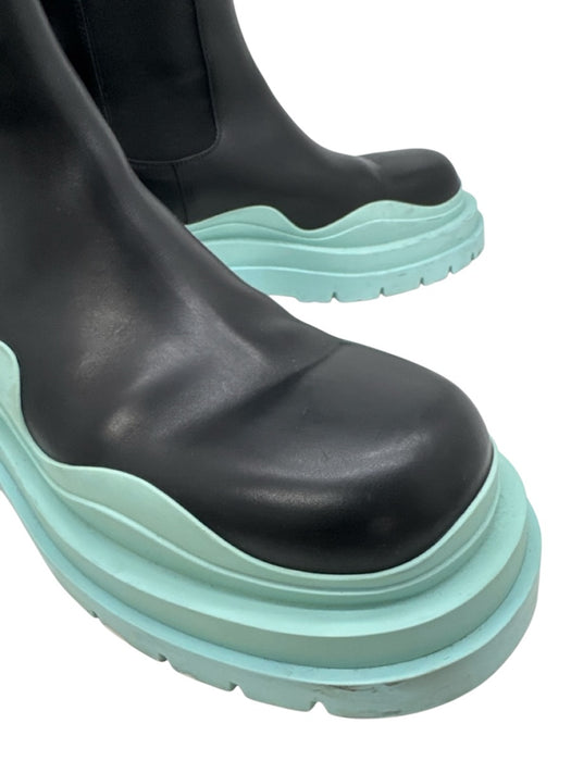 Bottega Veneta Shoe Size 41 Black & Light Blue Leather Upper Color Block Boots Black & Light Blue / 41
