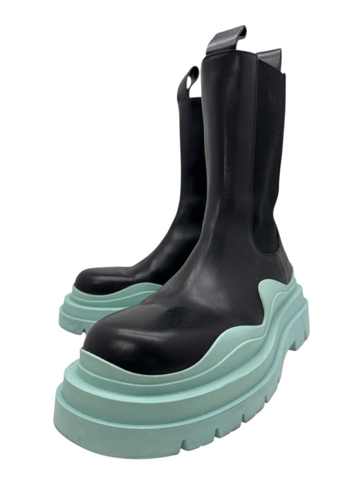 Bottega Veneta Shoe Size 41 Black & Light Blue Leather Upper Color Block Boots Black & Light Blue / 41