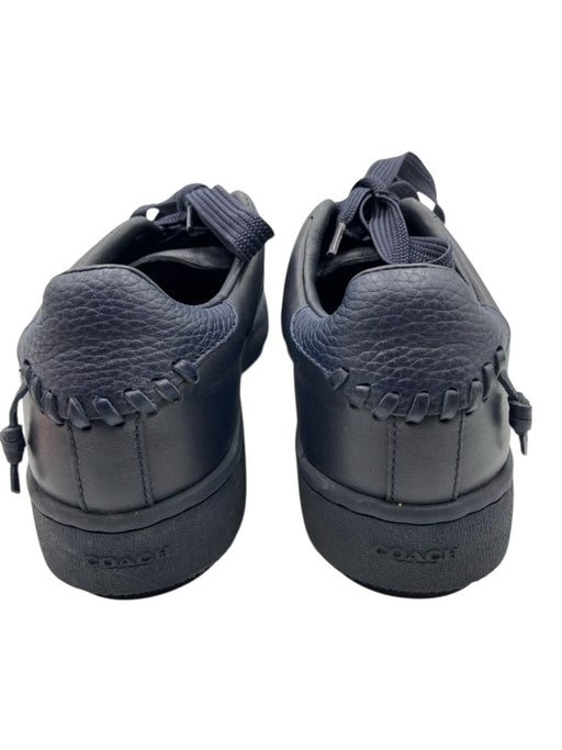 Coach Shoe Size 9B Navy Blue Leather Lace Up Low Top Whipstich Detail Sneakers Navy Blue / 9B