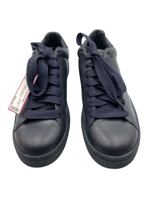 Coach Shoe Size 9B Navy Blue Leather Lace Up Low Top Whipstich Detail Sneakers Navy Blue / 9B