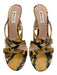 Bally Shoe Size 40 Black & Yellow Leather Upper Snakeskin Weave Mule Sandals Black & Yellow / 40