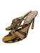 Bally Shoe Size 40 Black & Yellow Leather Upper Snakeskin Weave Mule Sandals Black & Yellow / 40