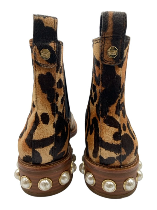 Louise et Cie Shoe Size 9.5 Brown & Beige Ponyhair Faux Pearl Cap Toe Booties Brown & Beige / 9.5