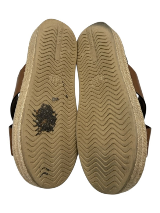 Prada Shoe Size 40 Brown & Beige Leather Espadrille Criss Cross Sandals Brown & Beige / 40