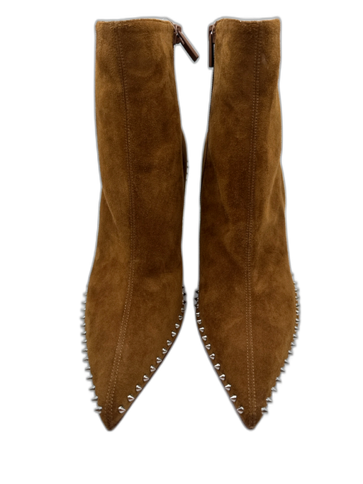 Christian Louboutin Shoe Size 41.5 Brown Suede Pointed Toe Studs Ankle Booties Brown / 41.5