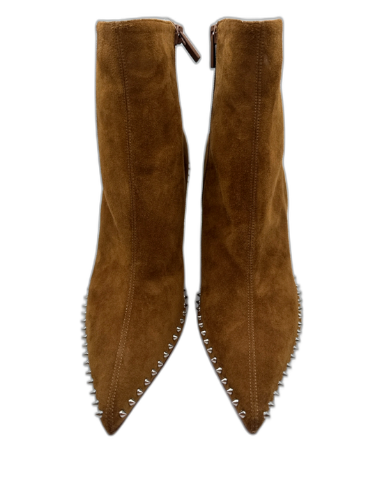 Christian Louboutin Shoe Size 41.5 Brown Suede Pointed Toe Studs Ankle Booties Brown / 41.5