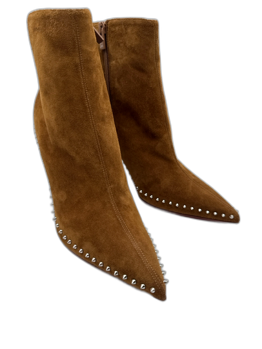 Christian Louboutin Shoe Size 41.5 Brown Suede Pointed Toe Studs Ankle Booties Brown / 41.5