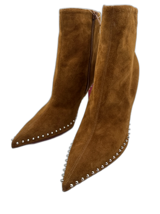 Christian Louboutin Shoe Size 41.5 Brown Suede Pointed Toe Studs Ankle Booties Brown / 41.5