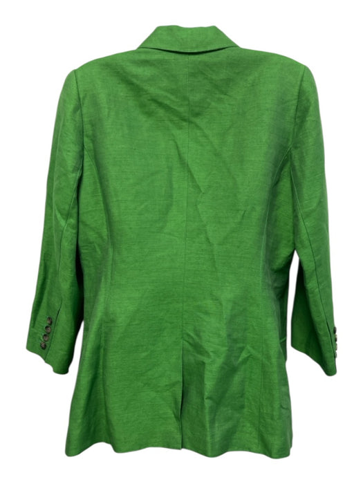 Smythe Size 16 Green Linen & Silk Double Breasted 3/4 Sleeve Blazer Jacket Green / 16