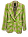 Smythe Size 16 Lime Green & Beige Cotton Blend Tweed Plaid pointed lapel Jacket Lime Green & Beige / 16