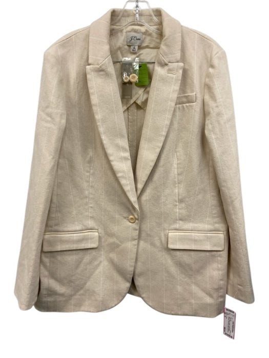 J. Crew Size 14 Beige & White Cotton Blend Pinstripe Drawstring Blazer Pant Set Beige & White / 14