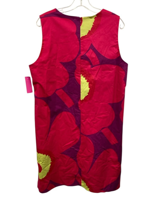 Marimekko Size 14 fuchsia pink, purple, green Cotton Blend Sleeveless Dress fuchsia pink, purple, green / 14