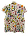 Alice + Olivia Size XL White & Multi Cotton & Silk Tulips Tie Neck Top White & Multi / XL