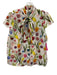 Alice + Olivia Size XL White & Multi Cotton & Silk Tulips Tie Neck Top White & Multi / XL