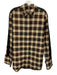 Burberry Size 14 Black, Tan, Red Cotton Satin Trim Plaid Long Sleeve Top Black, Tan, Red / 14