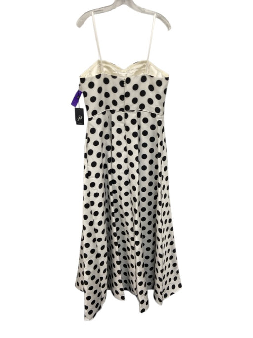 Adrianna Papell Size 14 White & Black Polyester Strapless Polka Dot Gown White & Black / 14