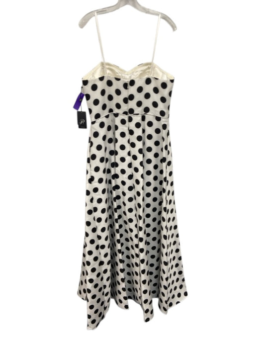 Adrianna Papell Size 14 White & Black Polyester Strapless Polka Dot Gown White & Black / 14