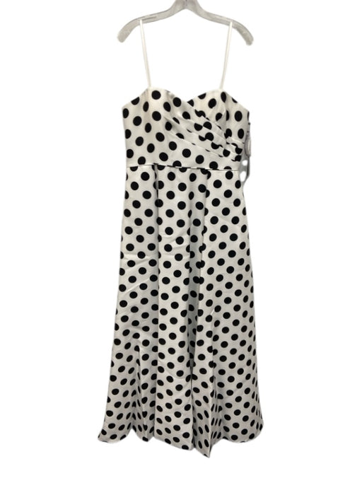Adrianna Papell Size 14 White & Black Polyester Strapless Polka Dot Gown White & Black / 14
