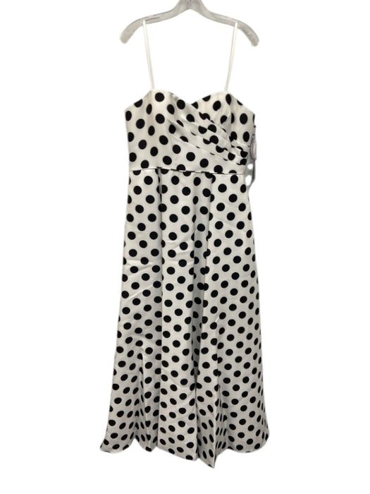 Adrianna Papell Size 14 White & Black Polyester Strapless Polka Dot Gown White & Black / 14