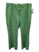 J. Crew Size 16 Green Linen Blend Trouser Decorative Pockets Straight Leg Pants Green / 16